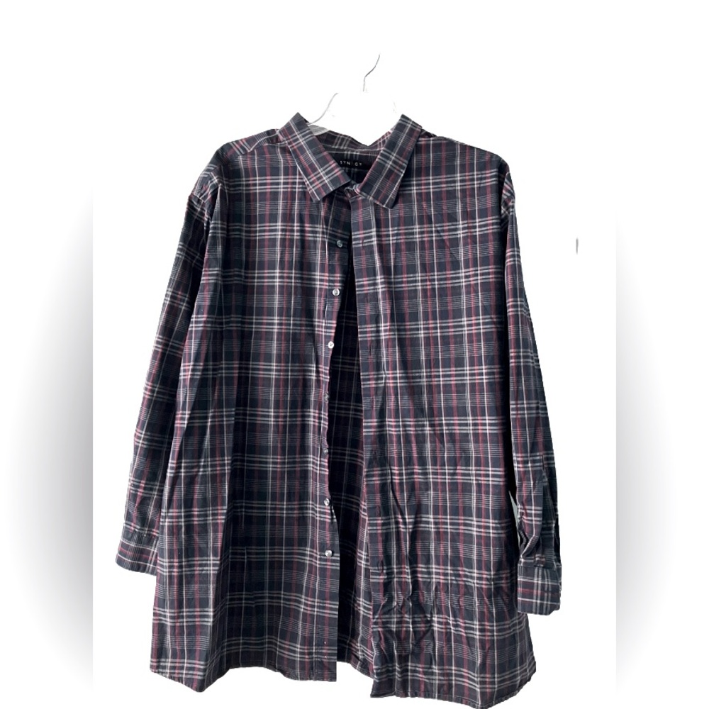SYNRGY Men’s Big & Tall 4x multi/color button down plaid shirt, very gently used